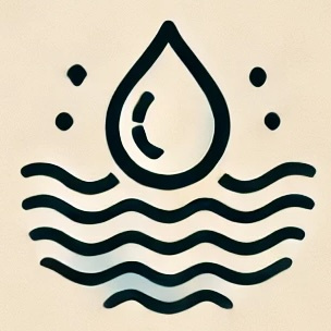 Illustration représentant une goutte d'eau sur des vagues, symbolisant la détente, la circulation énergétique et le bien-être, en lien avec la réflexologie itinérante en Savoie.